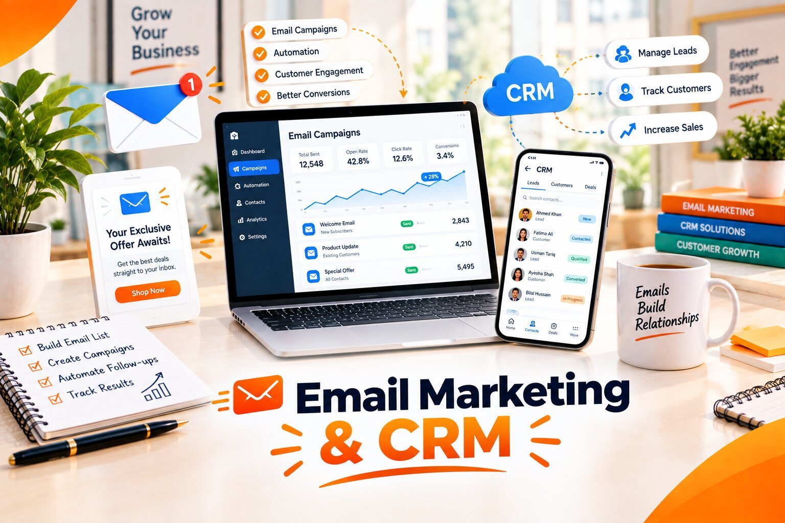 Email Marketing & CRM realistic visual