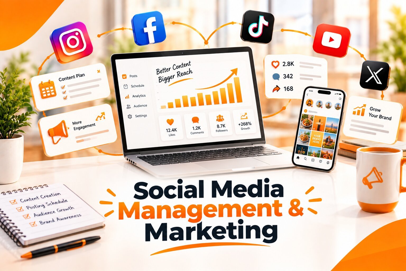 Social Media Management & Marketing realistic visual
